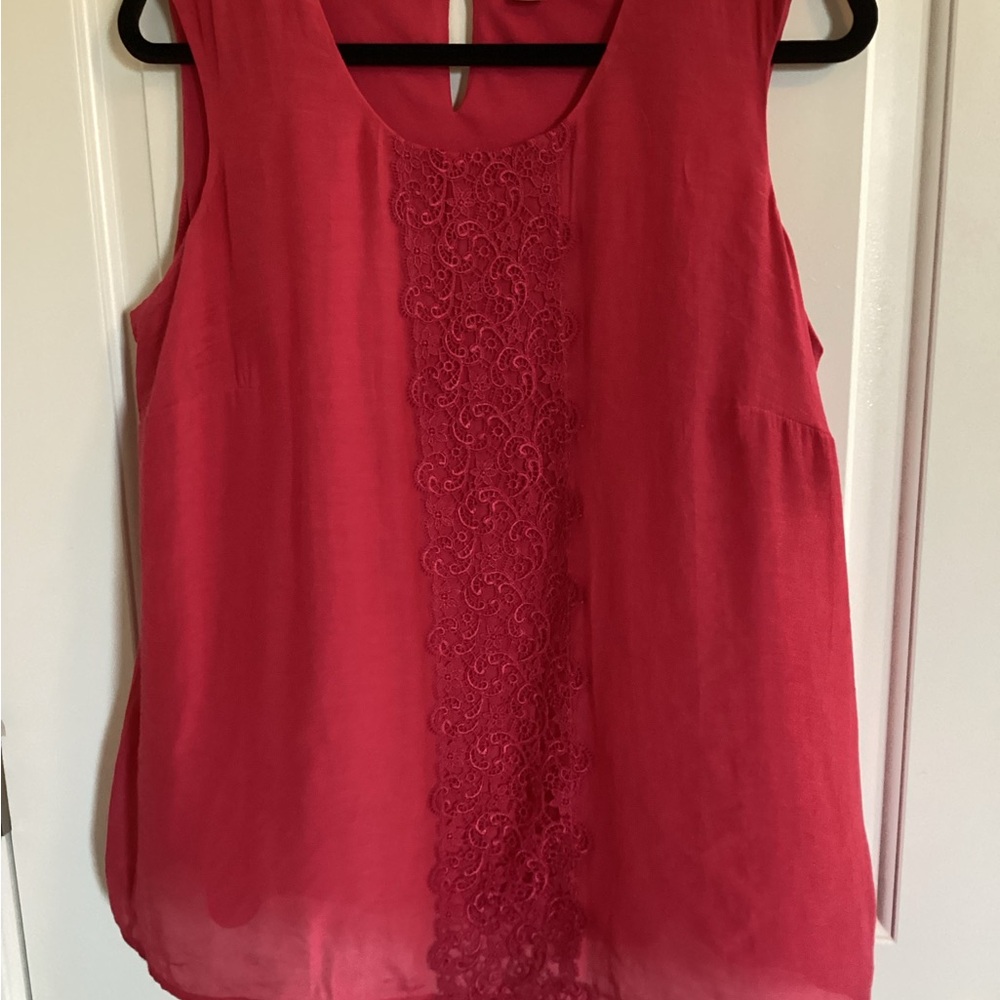 ColdWater Creek Elegant Red Lace Women's Top sz 16 Cottage Core